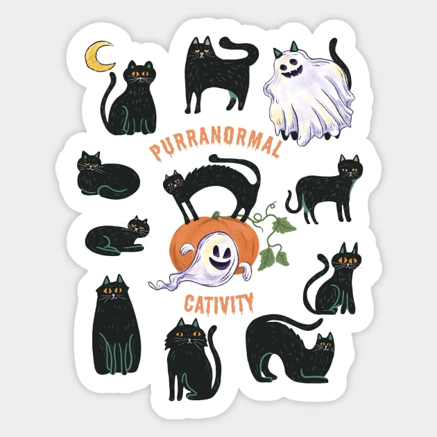 Purranormal Cativity - Halloween Black Cats Sticker by SWON Design